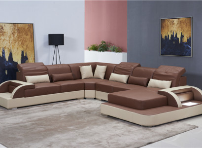 Wohnlandschaft U Form xxl Ecksofa Sofa Couch Polster Garnitur Leder Sofas Ecke